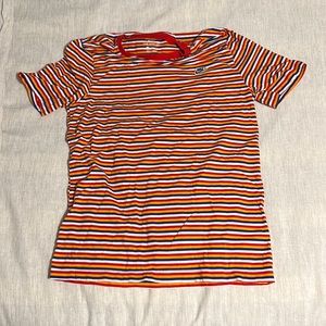 Red yellow and white Nike striped tee-shirt